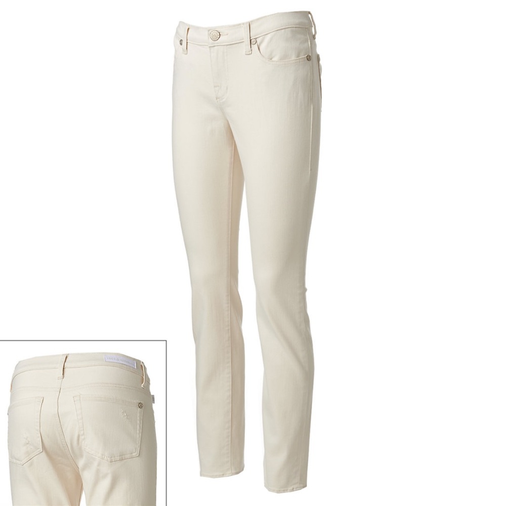 Rock & Republic Cream Wash Distressed Skinny Jeans - Picture 1 of 16